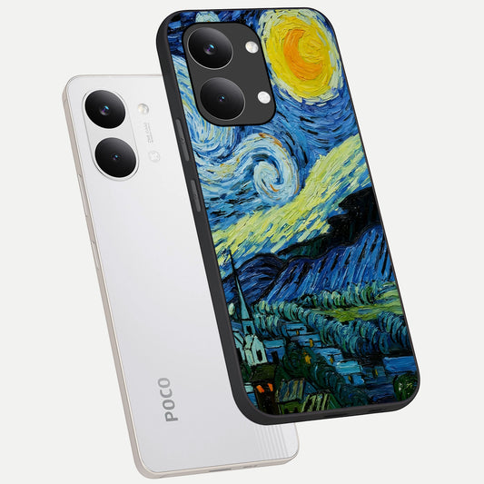  Inspired Van Gogh Art phone case For Poco X8 Pro Max showing premium glass back cover with detailed artwork