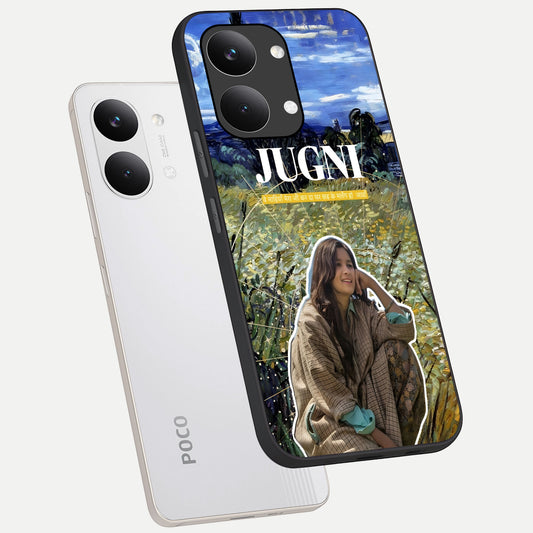  Jugni Soul Vibes phone case For Poco X8 Pro Max showing premium glass back cover with detailed artwork