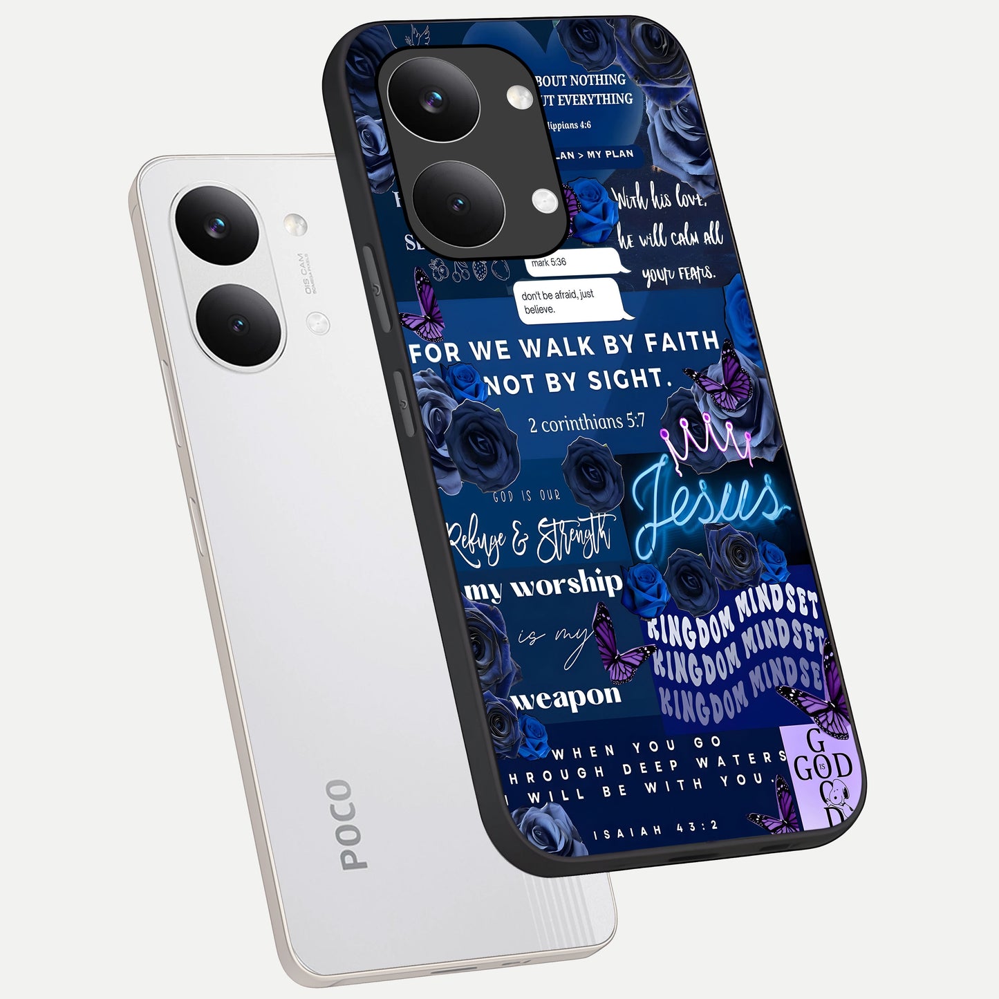  Kingdom Faith Glow phone case For Poco X8 Pro Max showing premium glass back cover with detailed artwork