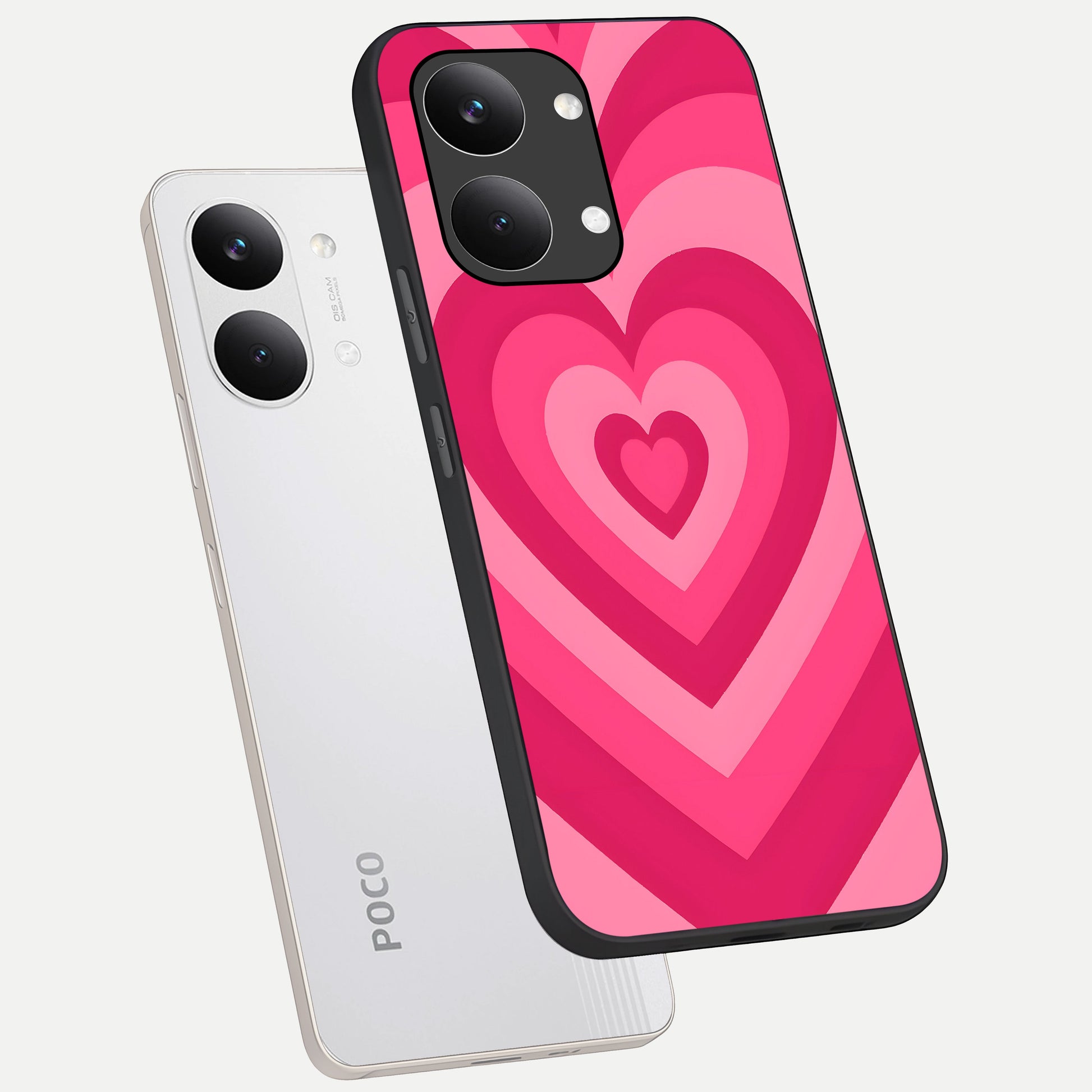  Layered Love Hearts phone case For Poco X8 Pro Max showing premium glass back cover with detailed artwork