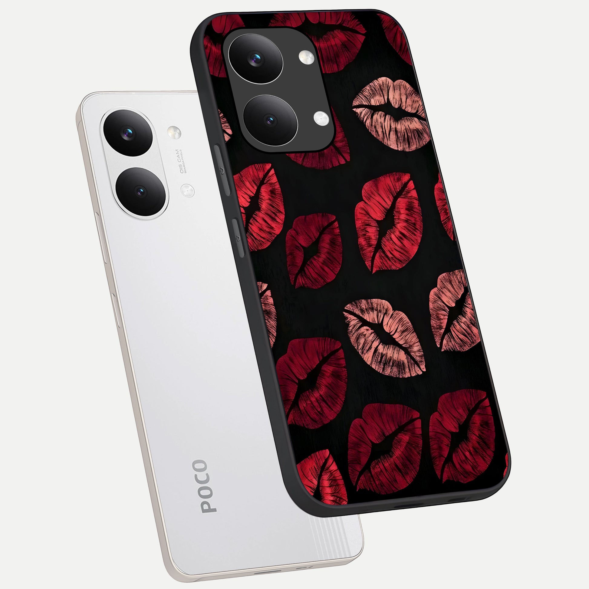  Midnight Kiss Love phone case For Poco X8 Pro Max showing premium glass back cover with detailed artwork