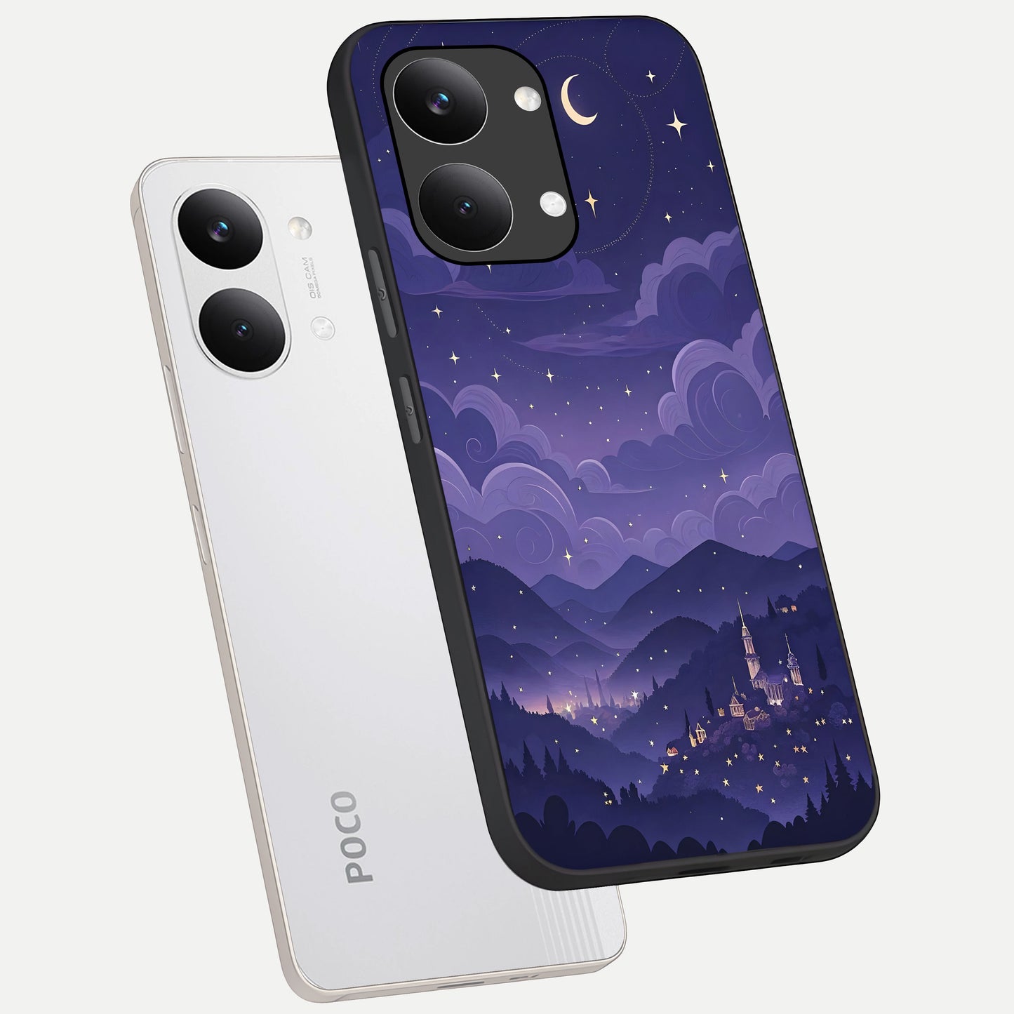  Minimal Night View phone case For Poco X8 Pro Max showing premium glass back cover with detailed artwork