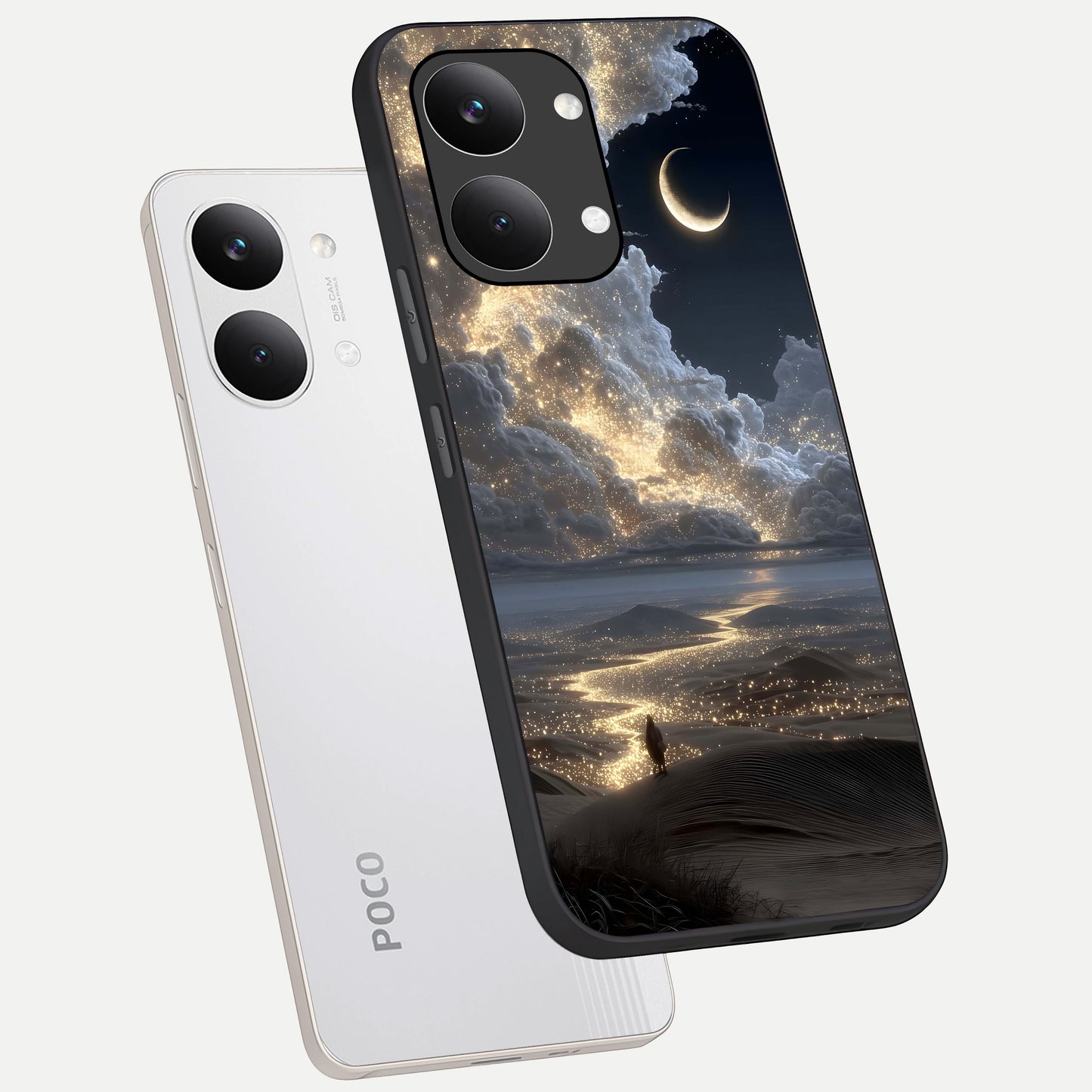  Moonlight Spark Path phone case For Poco X8 Pro Max showing premium glass back cover with detailed artwork