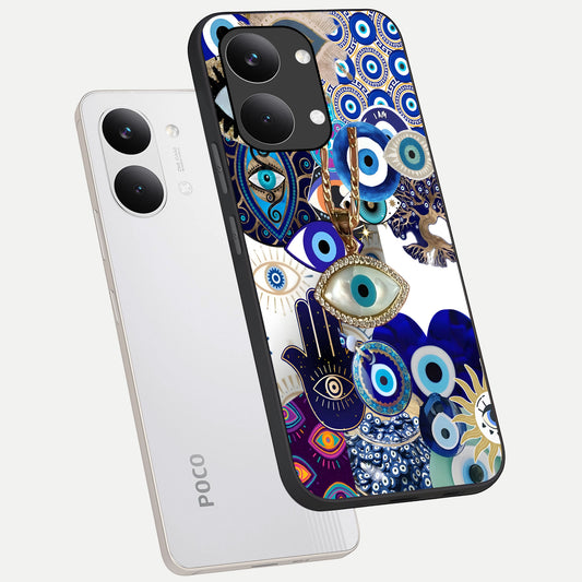  Mystic Charm Eye phone case For Poco X8 Pro Max showing premium glass back cover with detailed artwork