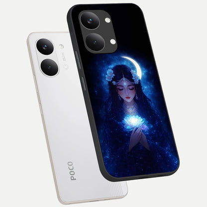  Mystic Moon Queen phone case For Poco X8 Pro Max showing premium glass back cover with detailed artwork
