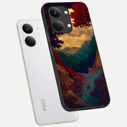  Mystic Valley Light phone case For Poco X8 Pro Max showing premium glass back cover with detailed artwork