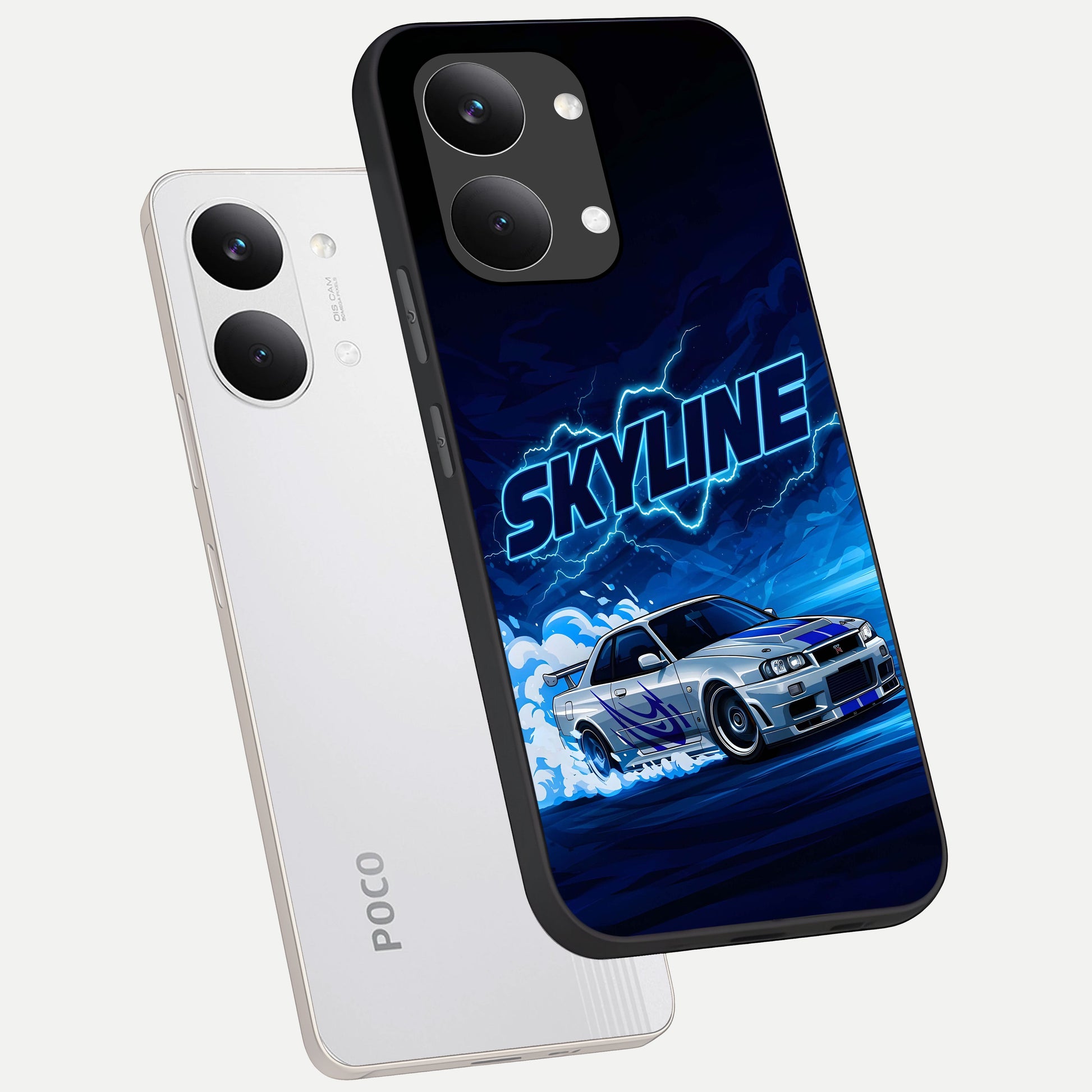 Neon Drift Beast phone case For Poco X8 Pro Max showing premium glass back cover with detailed artwork