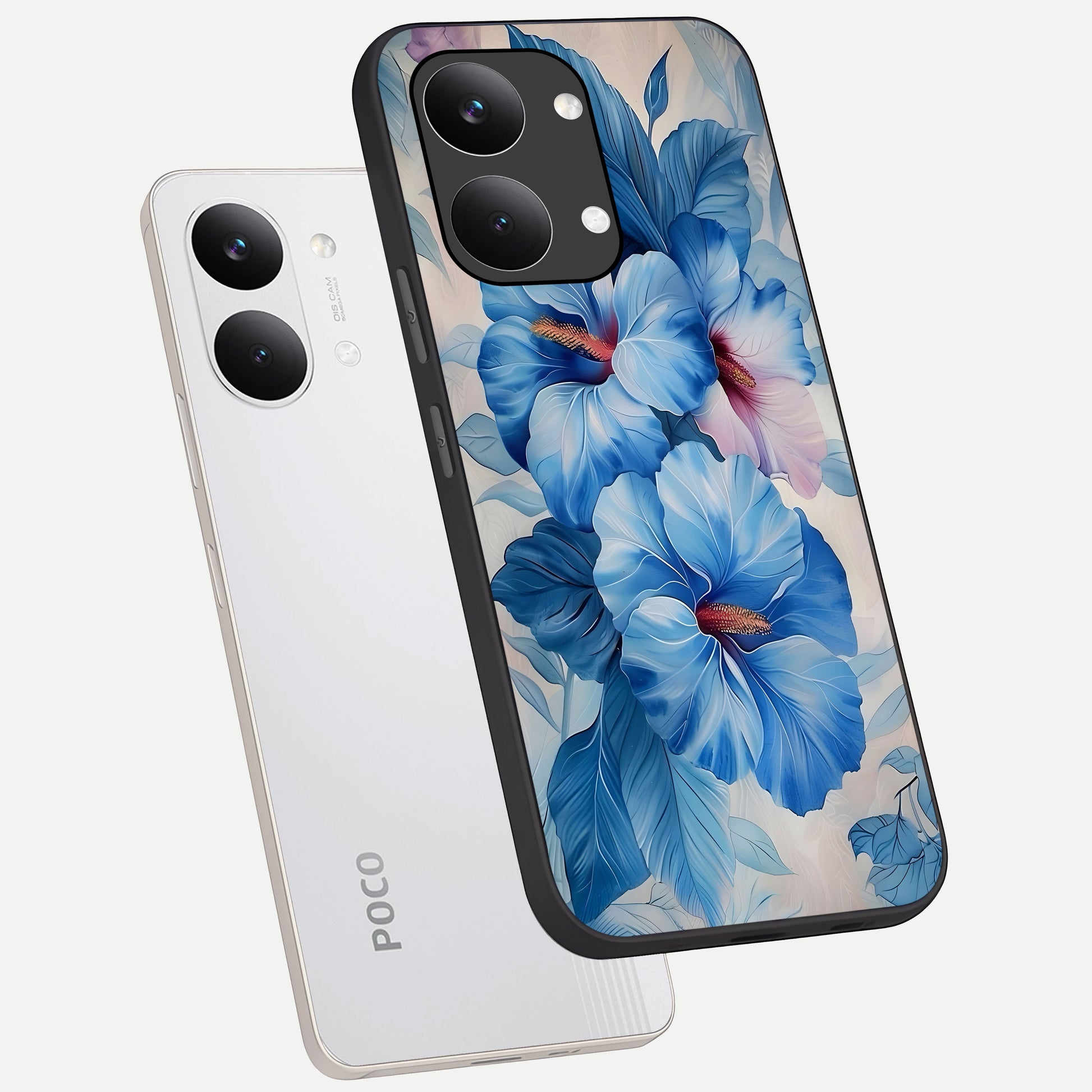  Ocean Hibiscus Grace phone case For Poco X8 Pro Max showing premium glass back cover with detailed artwork