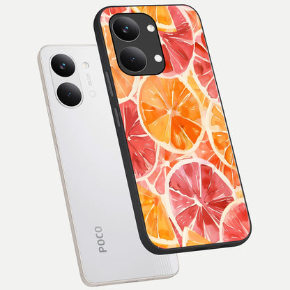  Orange Fruits Pattern phone case For Poco X8 Pro Max showing premium glass back cover with detailed artwork