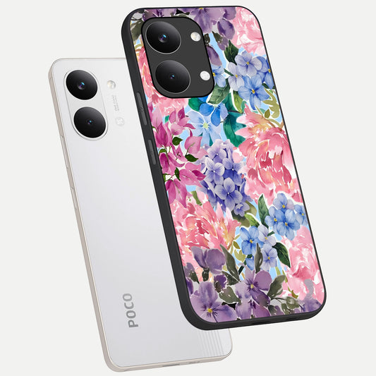  Pastel Floral Mix phone case For Poco X8 Pro Max showing premium glass back cover with detailed artwork