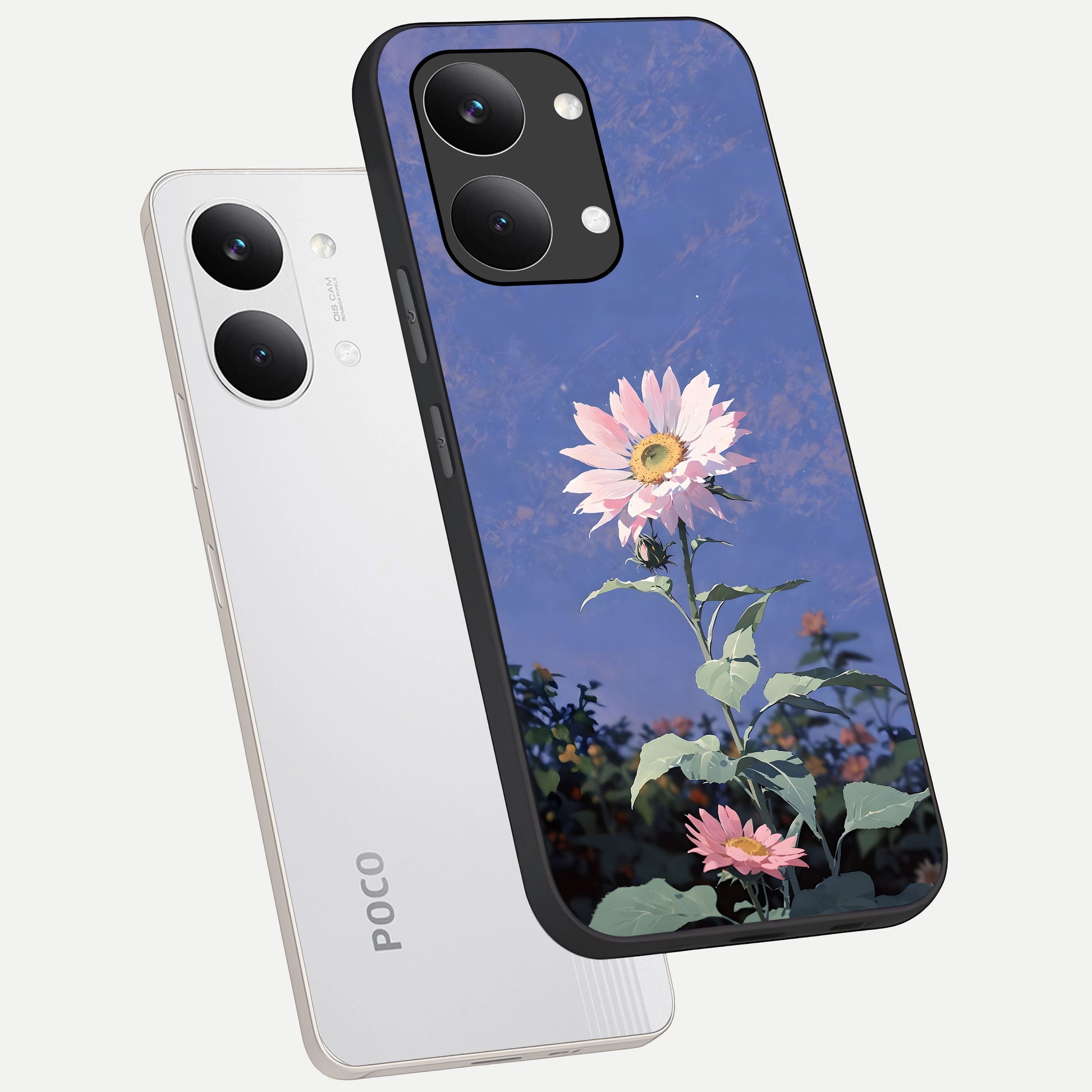  Pink Shells Outline phone case For Poco X8 Pro Max showing premium glass back cover with detailed artwork