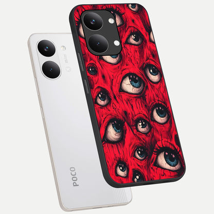  Red Eyes Pattern phone case For Poco X8 Pro Max showing premium glass back cover with detailed artwork