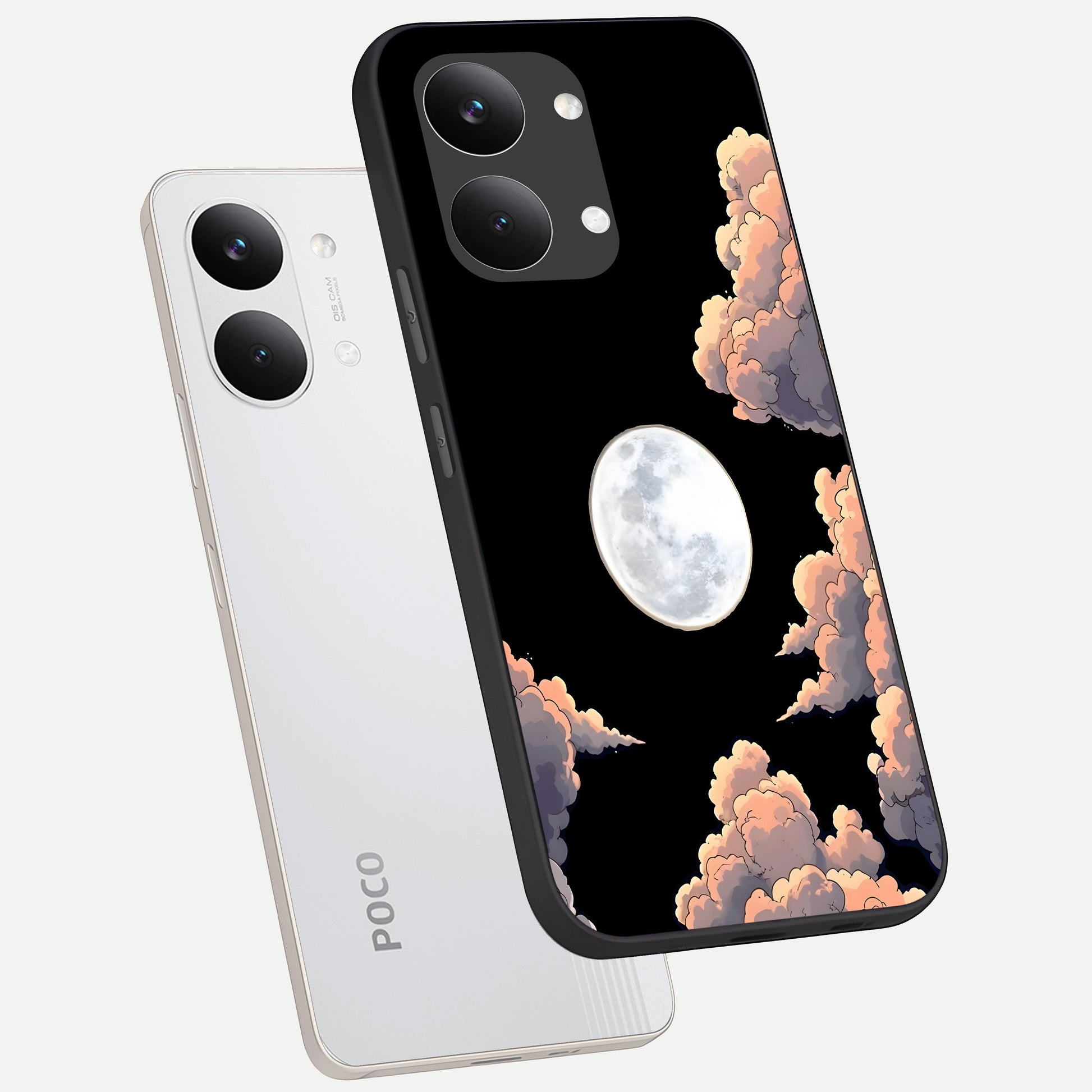  Shade Cloud Moon phone case For Poco X8 Pro Max showing premium glass back cover with detailed artwork