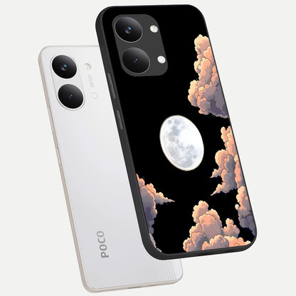  Shade Cloud Moon phone case For Poco X8 Pro Max showing premium glass back cover with detailed artwork