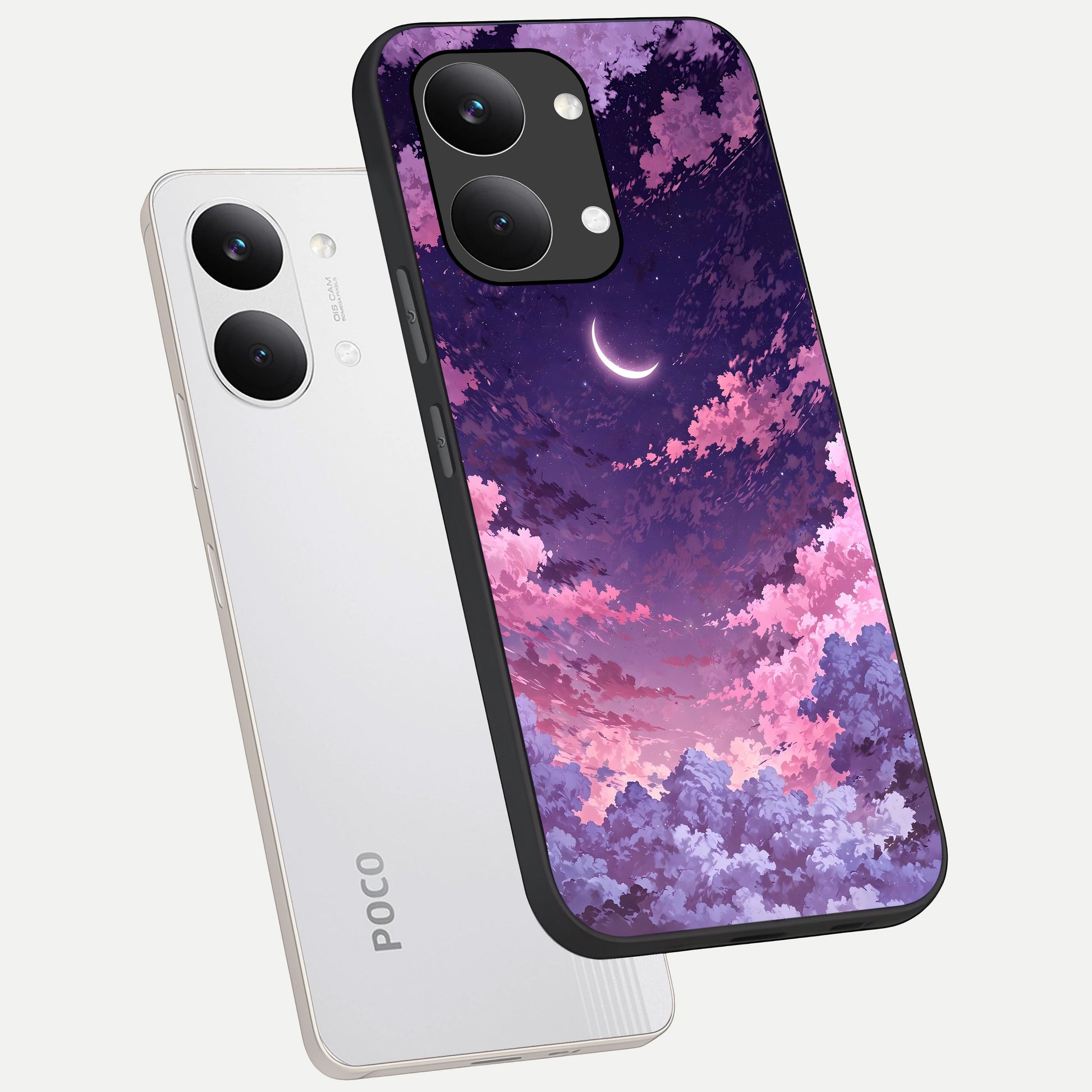  Sky Drift Clouds phone case For Poco X8 Pro Max showing premium glass back cover with detailed artwork
