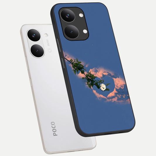  Sky Under Tree phone case For Poco X8 Pro Max showing premium glass back cover with detailed artwork