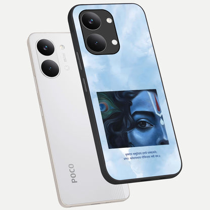  Spiritual Krishna phone case For Poco X8 Pro Max showing premium glass back cover with detailed artwork