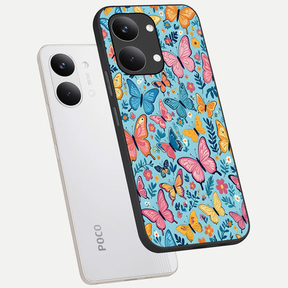  Spring Wing Garden phone case For Poco X8 Pro Max showing premium glass back cover with detailed artwork