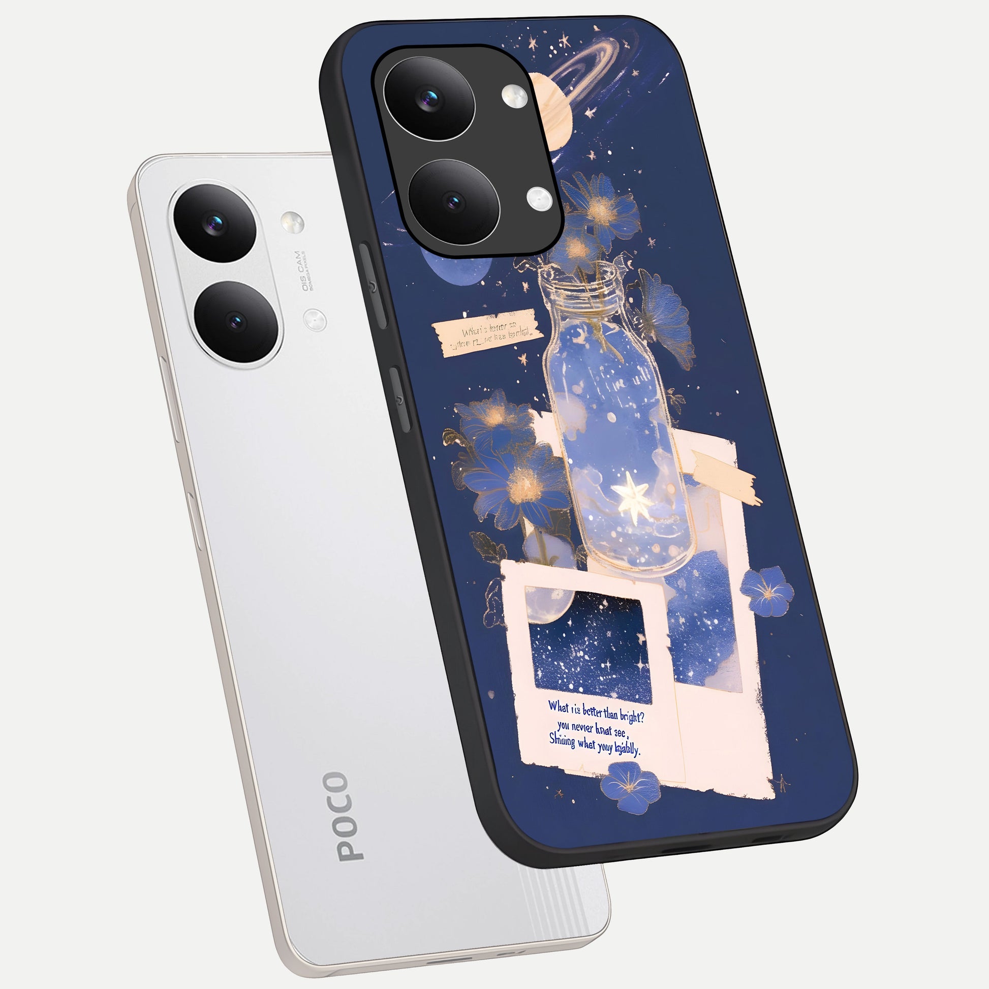  Starlit Cosmic Jar phone case For Poco X8 Pro Max showing premium glass back cover with detailed artwork