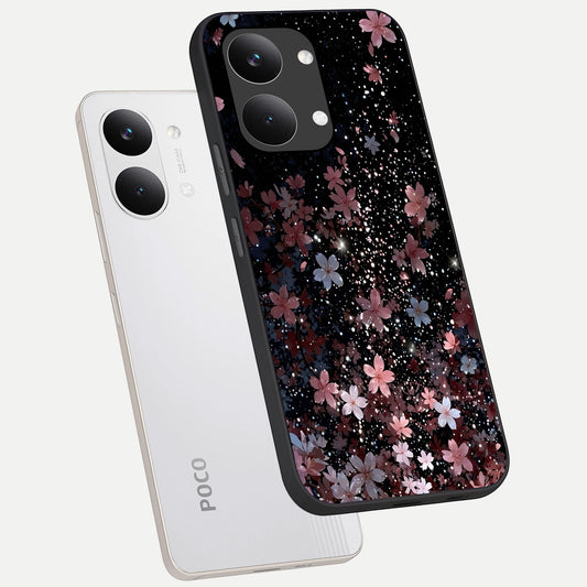  Starlit Flower Dreams phone case For Poco X8 Pro Max showing premium glass back cover with detailed artwork