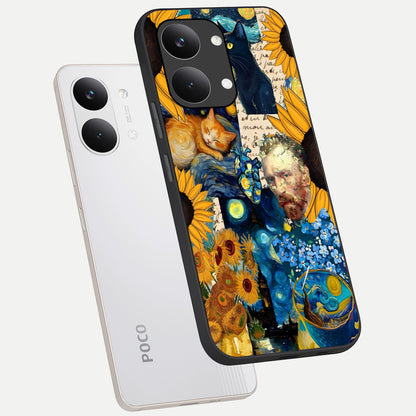  Sunflower Chic Mood Custom Name phone case For Poco X8 Pro Max showing premium glass back cover with detailed artwork