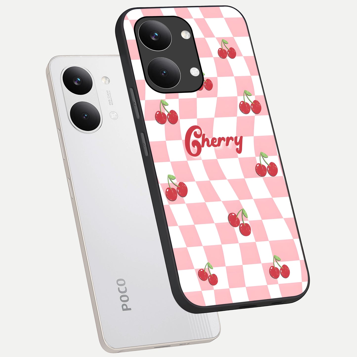  Sweet Cherry Vibes phone case For Poco X8 Pro Max showing premium glass back cover with detailed artwork