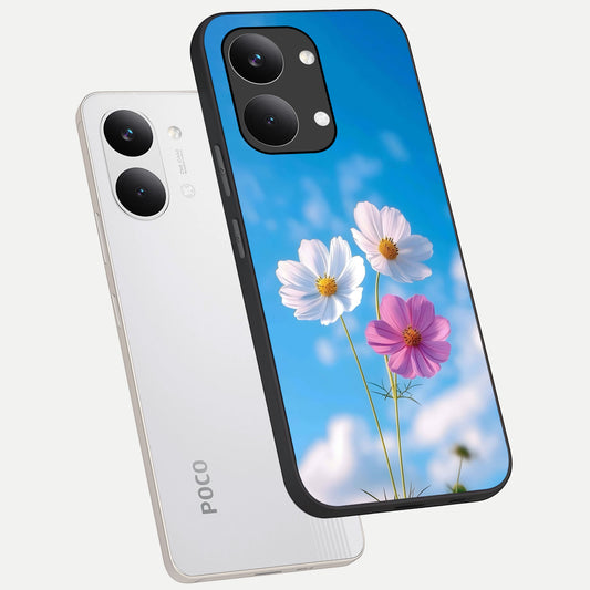  Tripple Flowers With Sky phone case For Poco X8 Pro Max showing premium glass back cover with detailed artwork