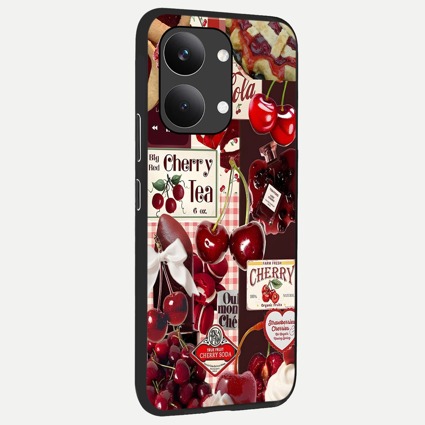  Aesthetic Cherry Tea back cover For Poco X8 Pro Max slim fit glass case with vibrant aesthetic design