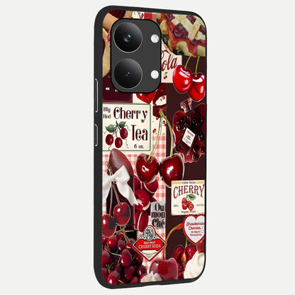  Aesthetic Cherry Tea back cover For Poco X8 Pro Max slim fit glass case with vibrant aesthetic design