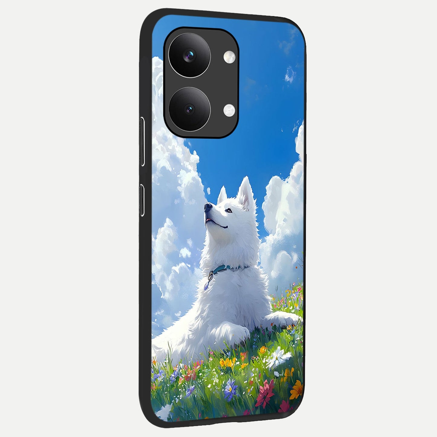  Blissful Cloud Pup back cover For Poco X8 Pro Max slim fit glass case with vibrant aesthetic design