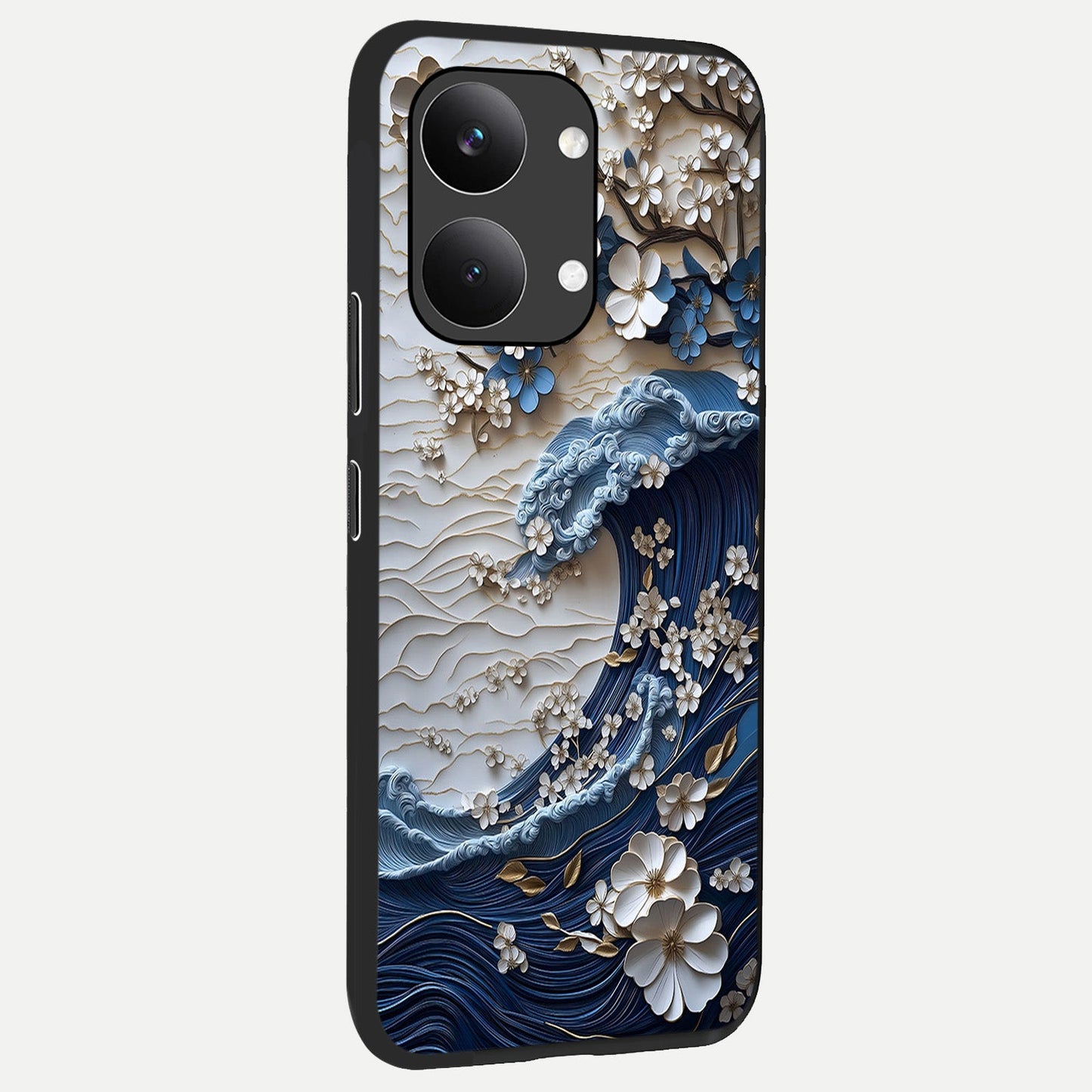  Blossom Wave Art back cover For Poco X8 Pro Max slim fit glass case with vibrant aesthetic design