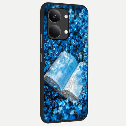  Blue Bloom Tales back cover For Poco X8 Pro Max slim fit glass case with vibrant aesthetic design