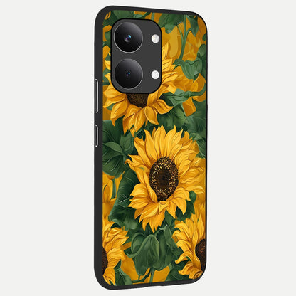  Bright Sunflower Bloom back cover For Poco X8 Pro Max slim fit glass case with vibrant aesthetic design
