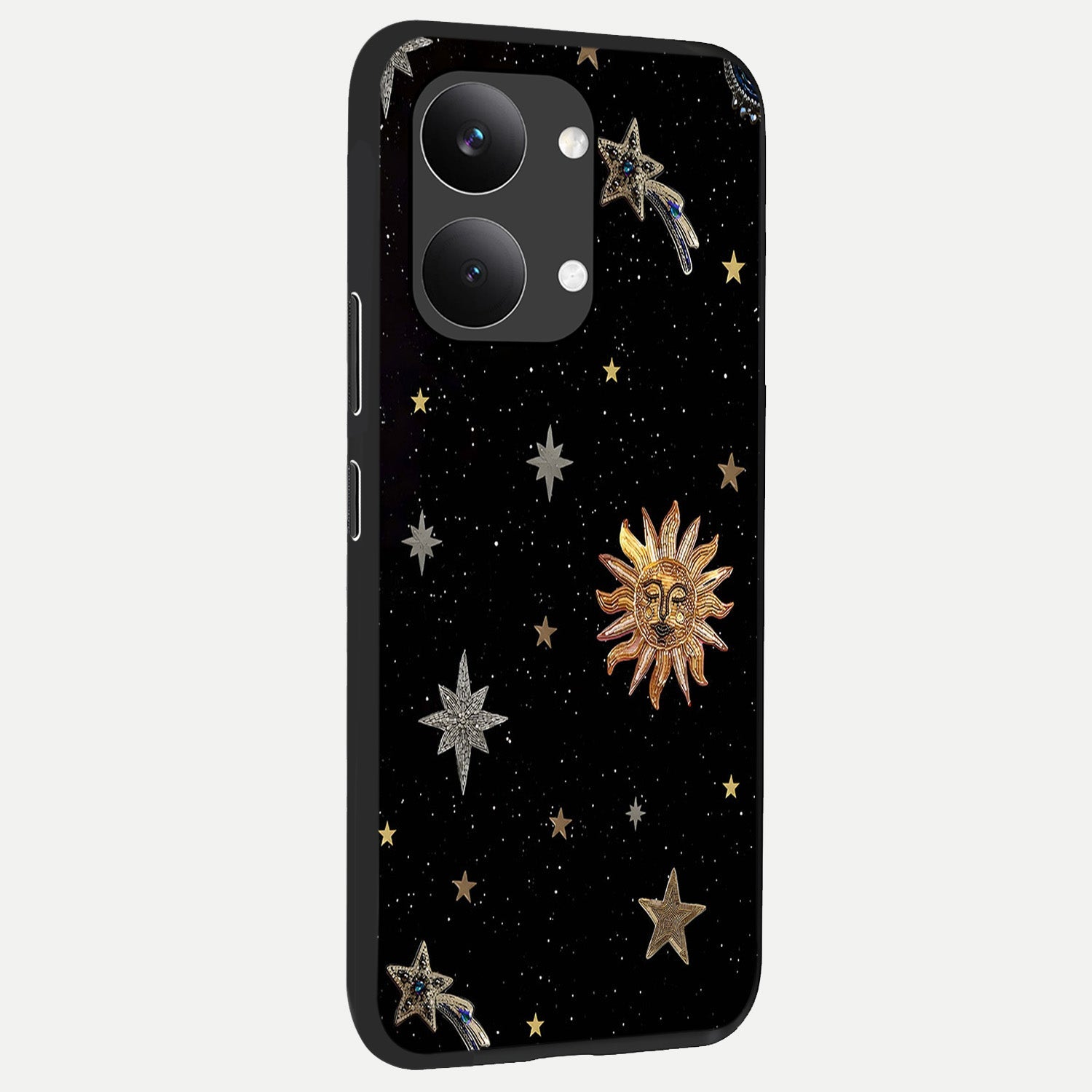  Celestial Moon With Stars back cover For Poco X8 Pro Max slim fit glass case with vibrant aesthetic design