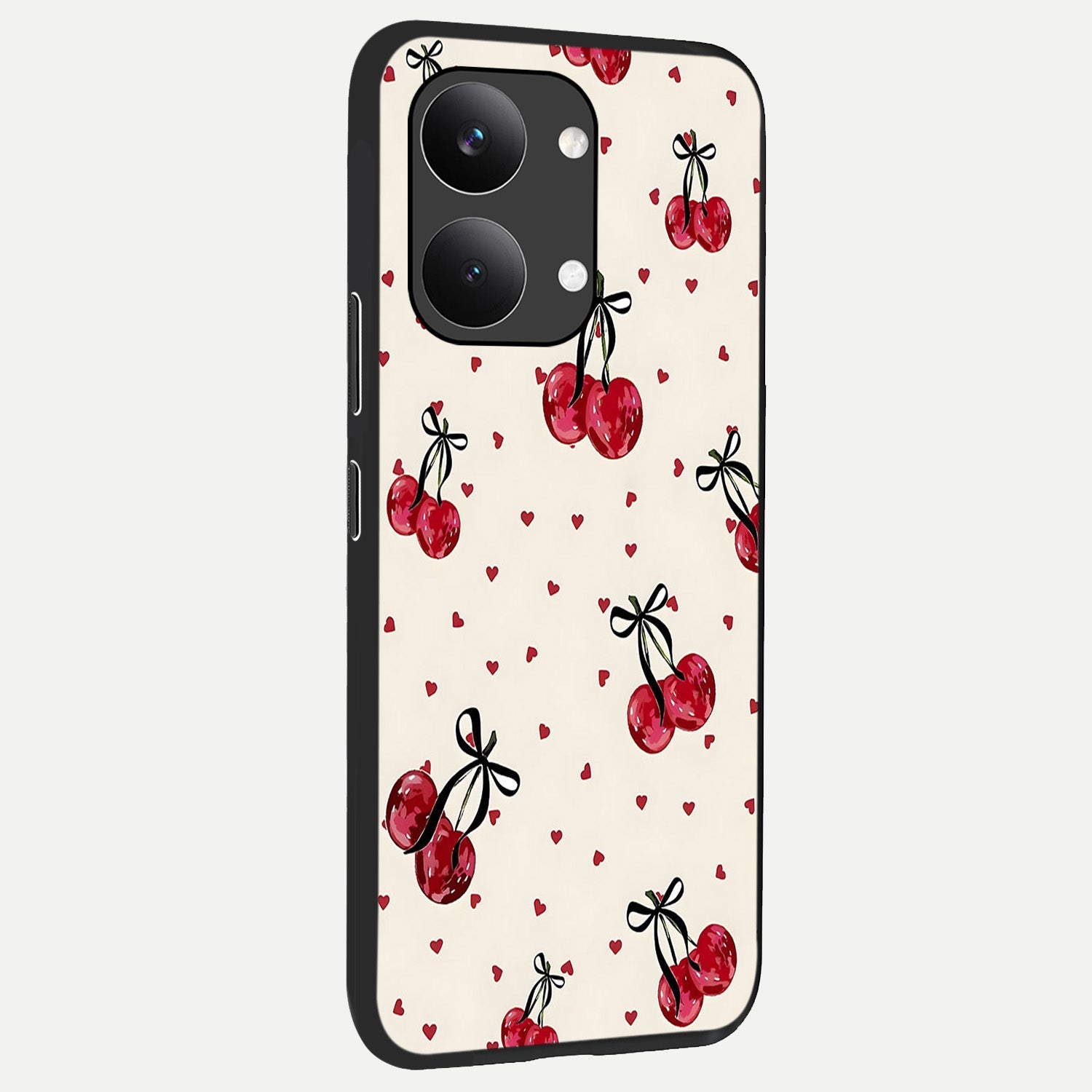  Cherry Heart Bow back cover For Poco X8 Pro Max slim fit glass case with vibrant aesthetic design