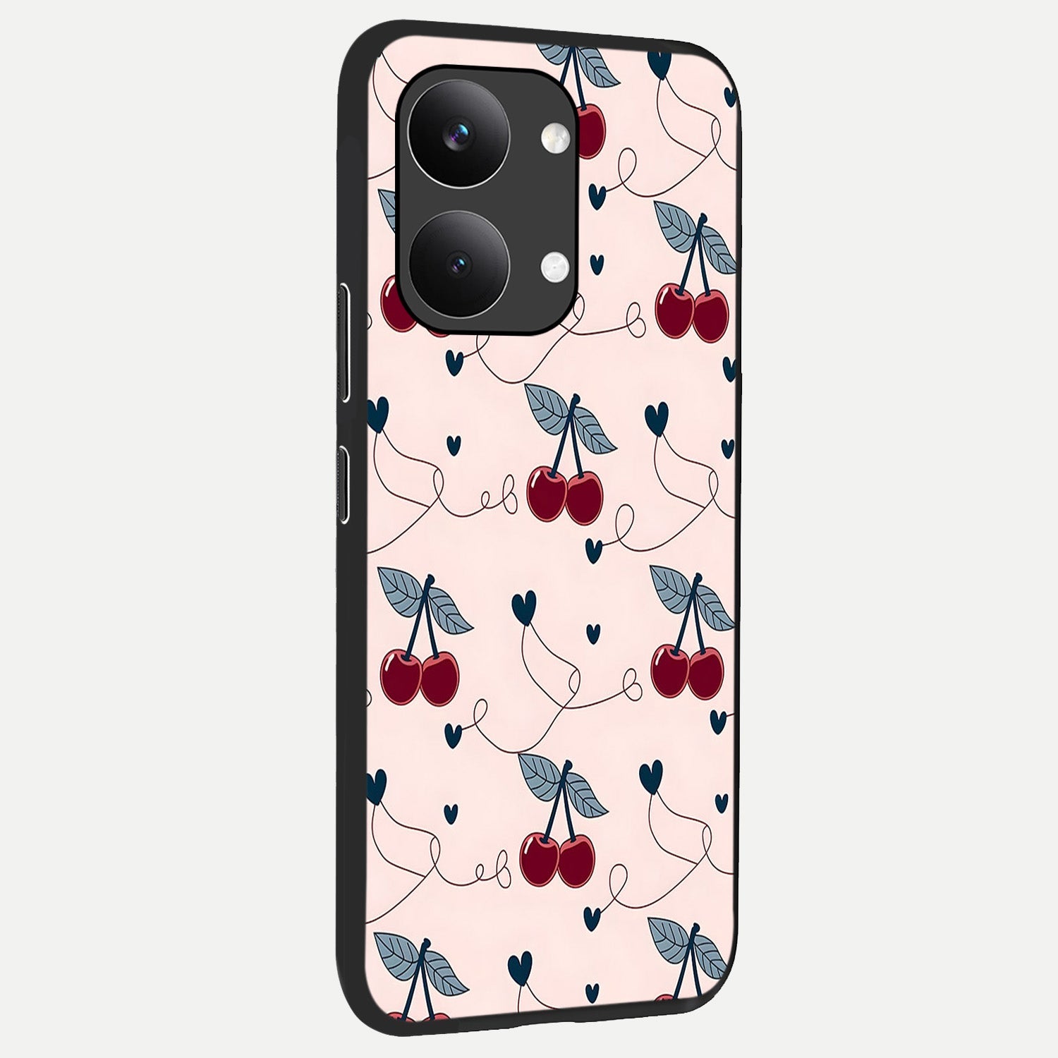  Cherry Heart Line back cover For Poco X8 Pro Max slim fit glass case with vibrant aesthetic design
