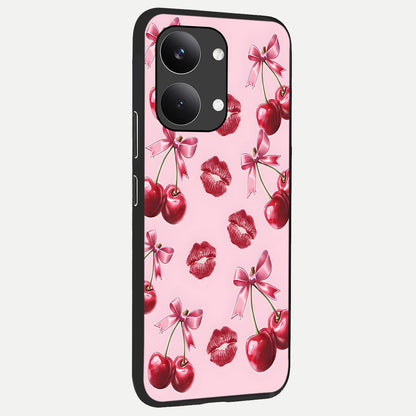  Cherry With Lips back cover For Poco X8 Pro Max slim fit glass case with vibrant aesthetic design