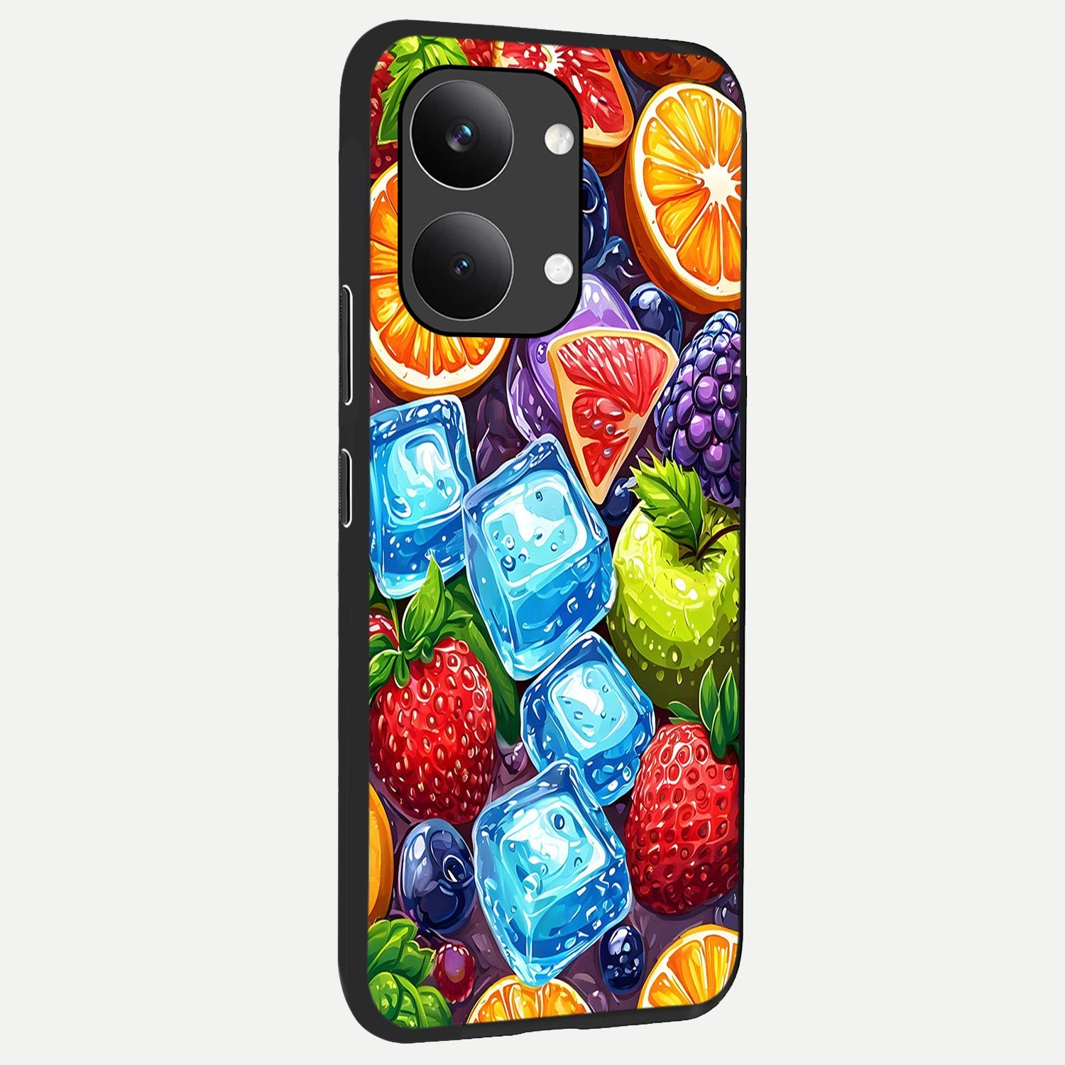  Colorful Fruits with Ice back cover For Poco X8 Pro Max slim fit glass case with vibrant aesthetic design