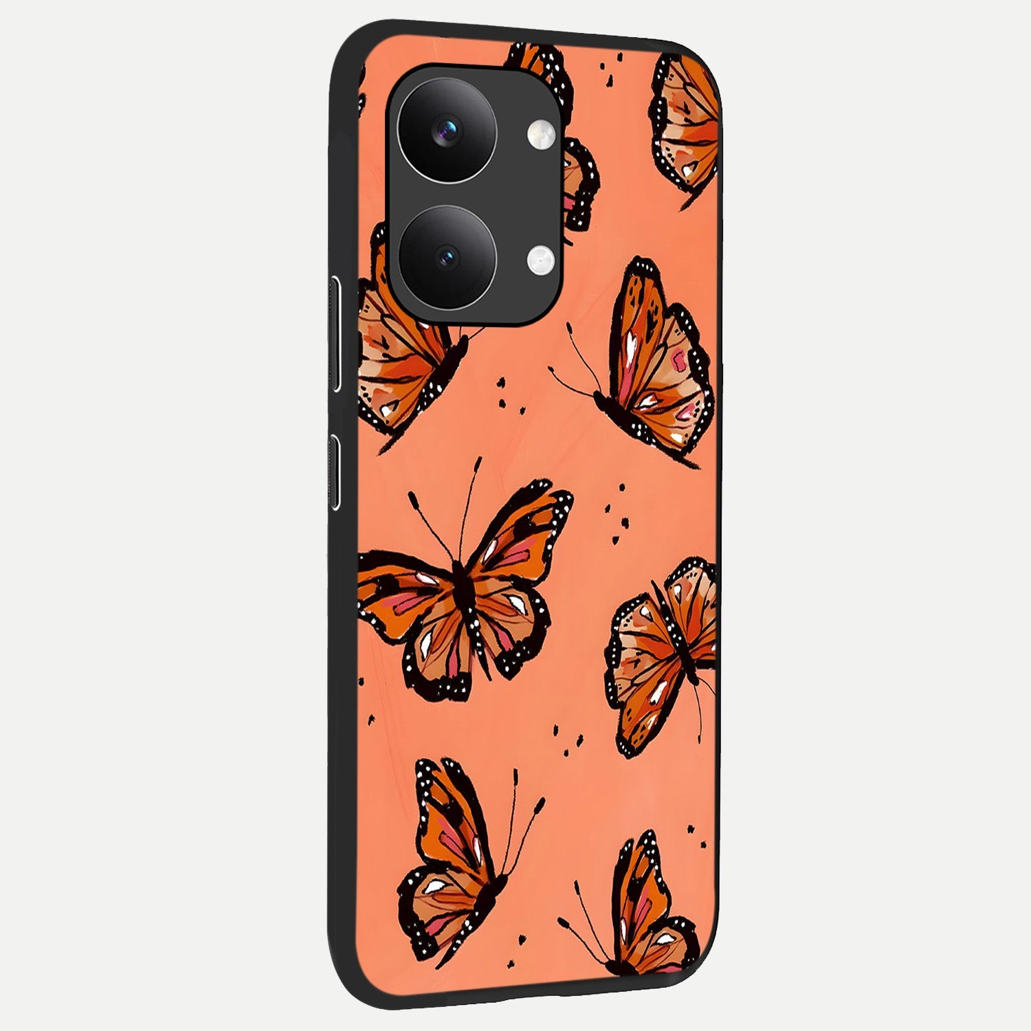  Coral Wing Butterfly back cover For Poco X8 Pro Max slim fit glass case with vibrant aesthetic design