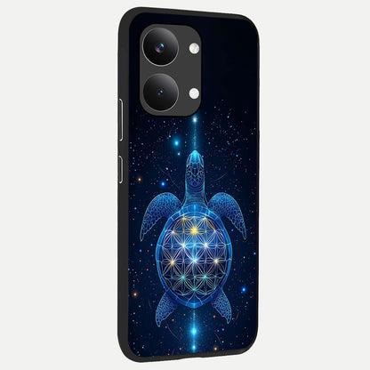  Crimson Blue Turtle back cover For Poco X8 Pro Max slim fit glass case with vibrant aesthetic design