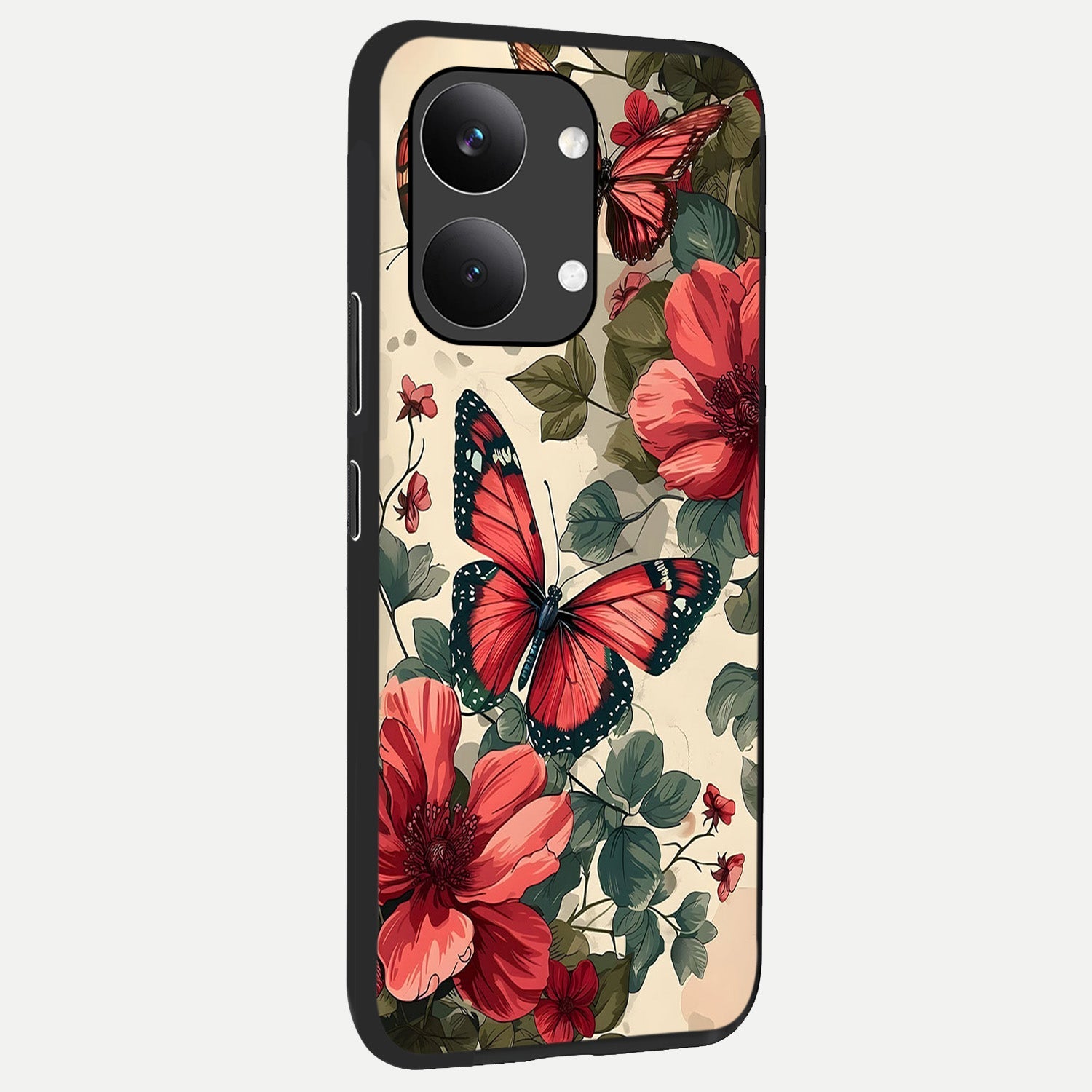 Crimson Butterfly Garden back cover For Poco X8 Pro Max slim fit glass case with vibrant aesthetic design