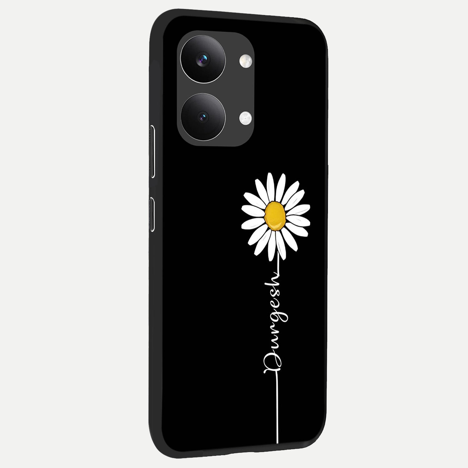  Custom Name White Flower back cover For Poco X8 Pro Max slim fit glass case with vibrant aesthetic design