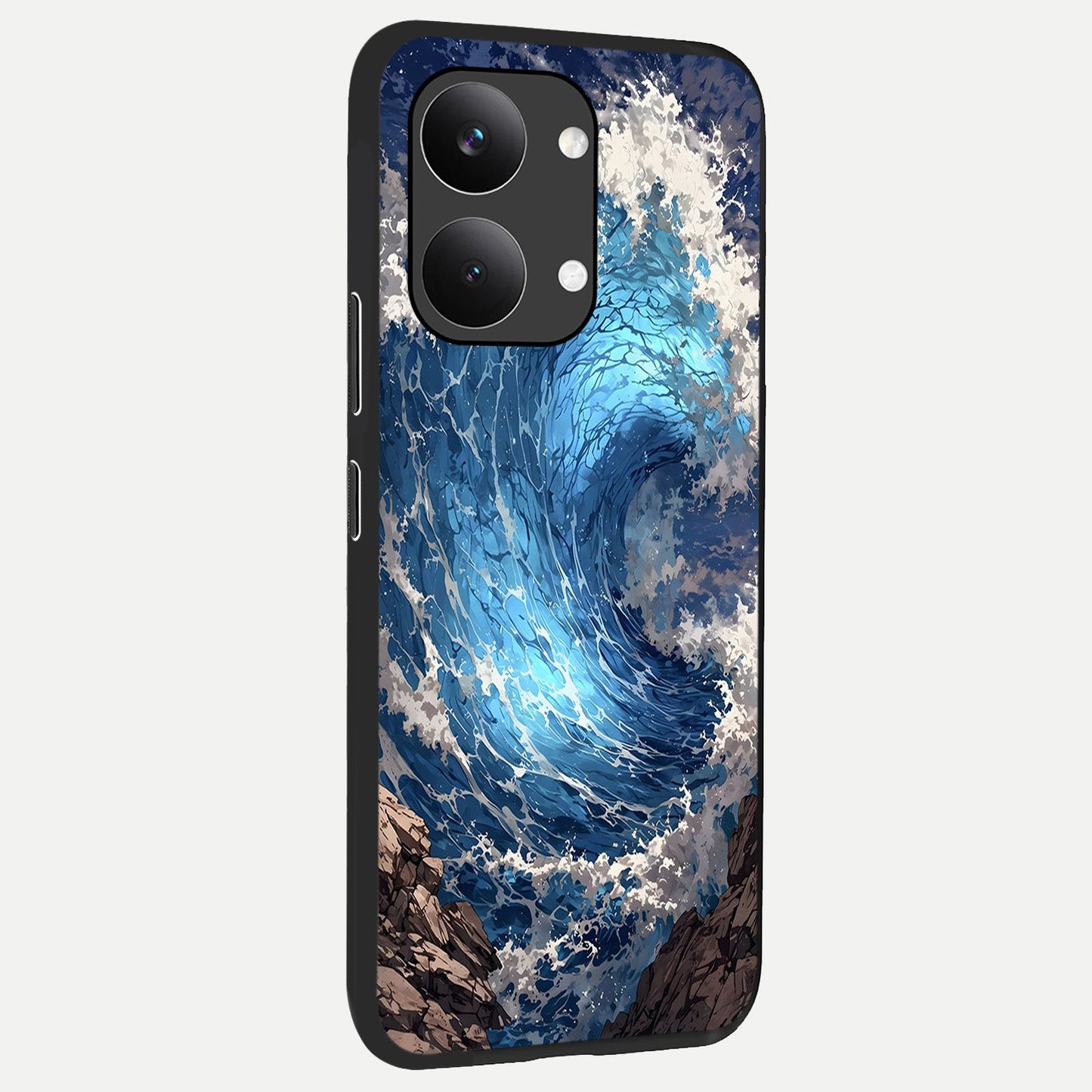  Giant Ocean Wave back cover For Poco X8 Pro Max slim fit glass case with vibrant aesthetic design