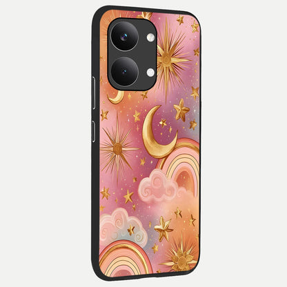  Golden Celestial Dreams back cover For Poco X8 Pro Max slim fit glass case with vibrant aesthetic design
