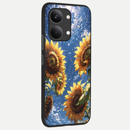  Heavenly Sunflower Rise back cover For Poco X8 Pro Max slim fit glass case with vibrant aesthetic design