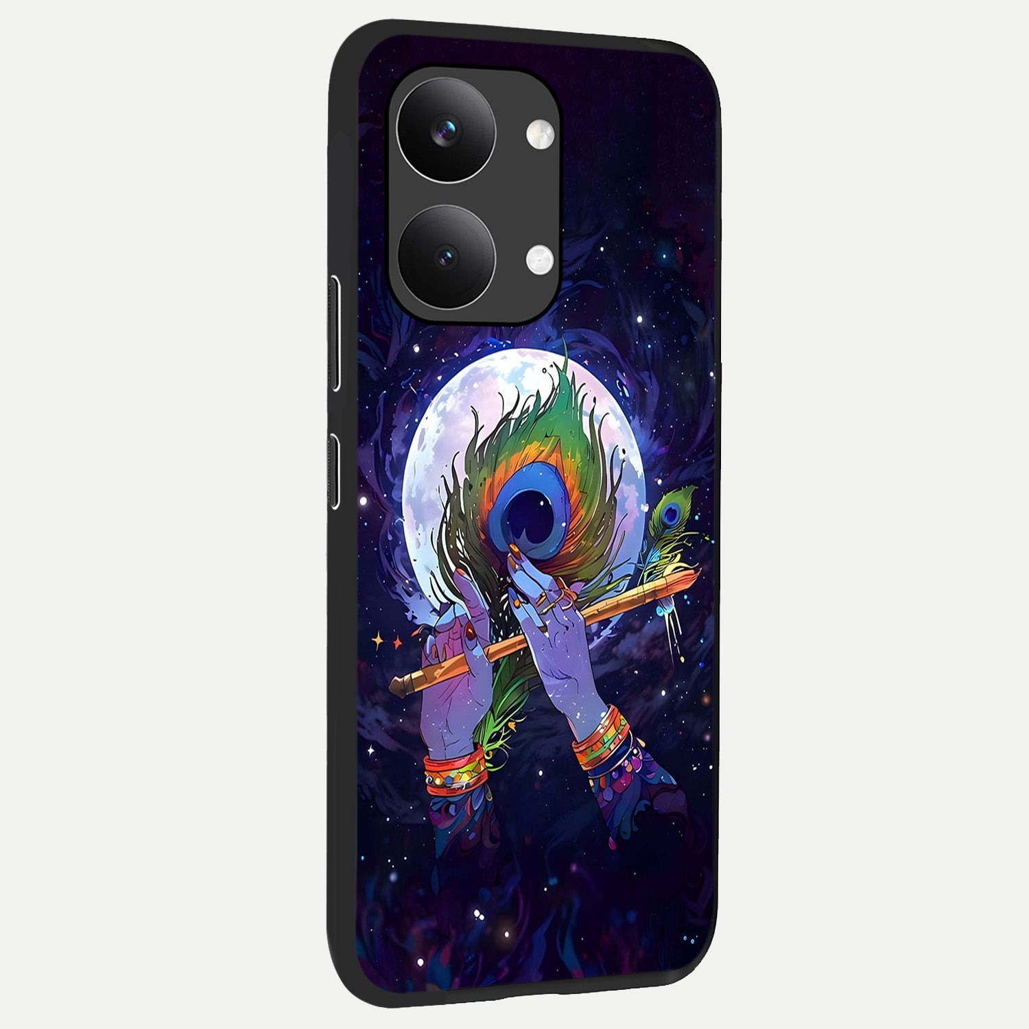  Krishna Hands Art back cover For Poco X8 Pro Max slim fit glass case with vibrant aesthetic design
