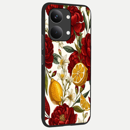  Lemon Rose Charm back cover For Poco X8 Pro Max slim fit glass case with vibrant aesthetic design