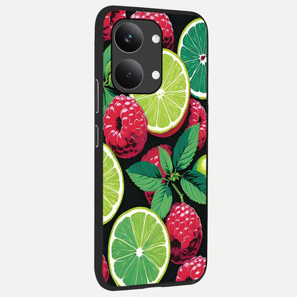  Lime and Raspberry Pattern back cover For Poco X8 Pro Max slim fit glass case with vibrant aesthetic design