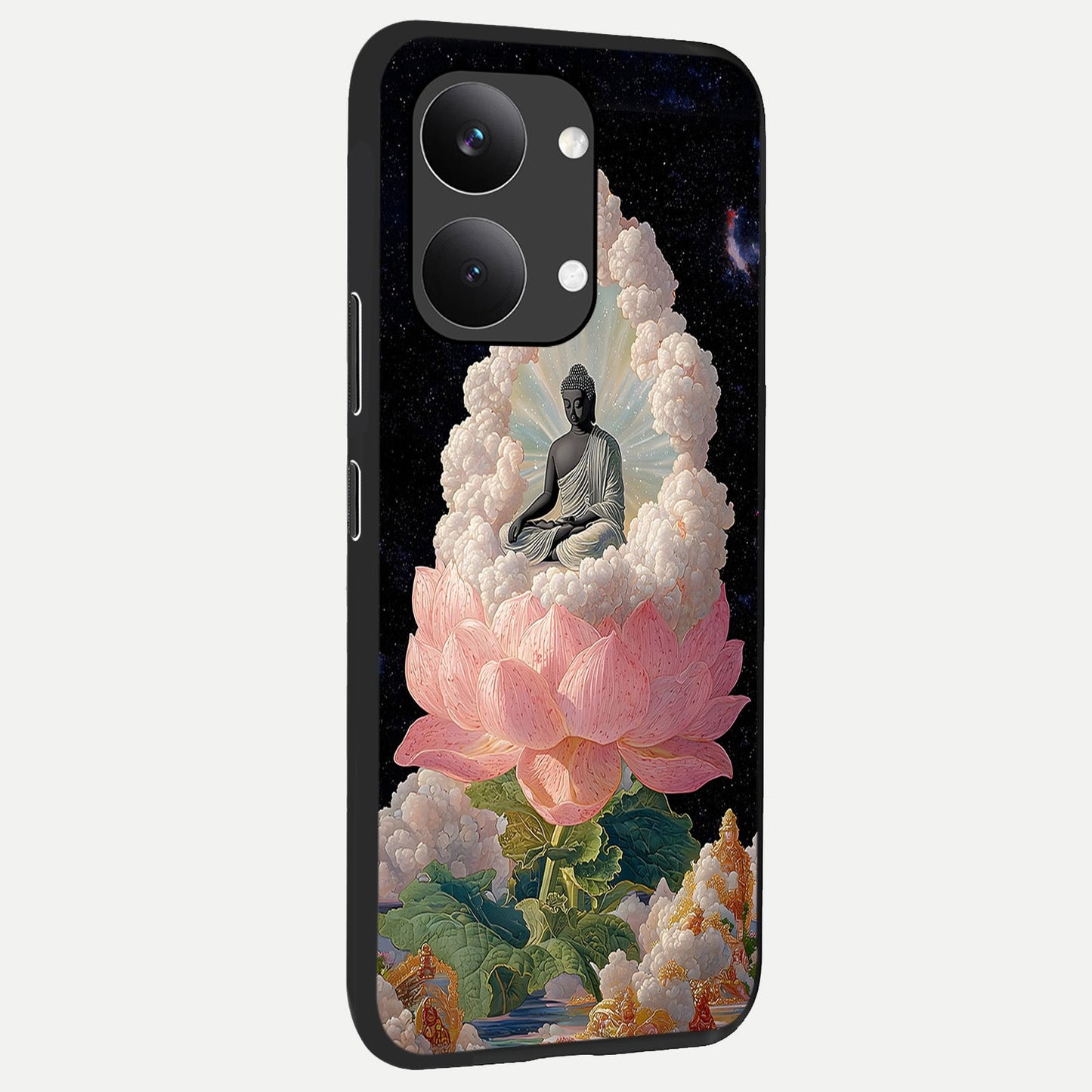  Lotus Divine Peace back cover For Poco X8 Pro Max slim fit glass case with vibrant aesthetic design