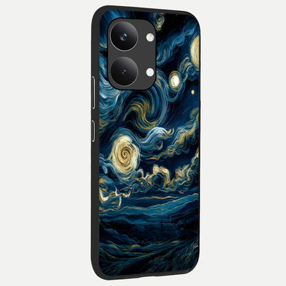  Midnight Sky Whirl back cover For Poco X8 Pro Max slim fit glass case with vibrant aesthetic design